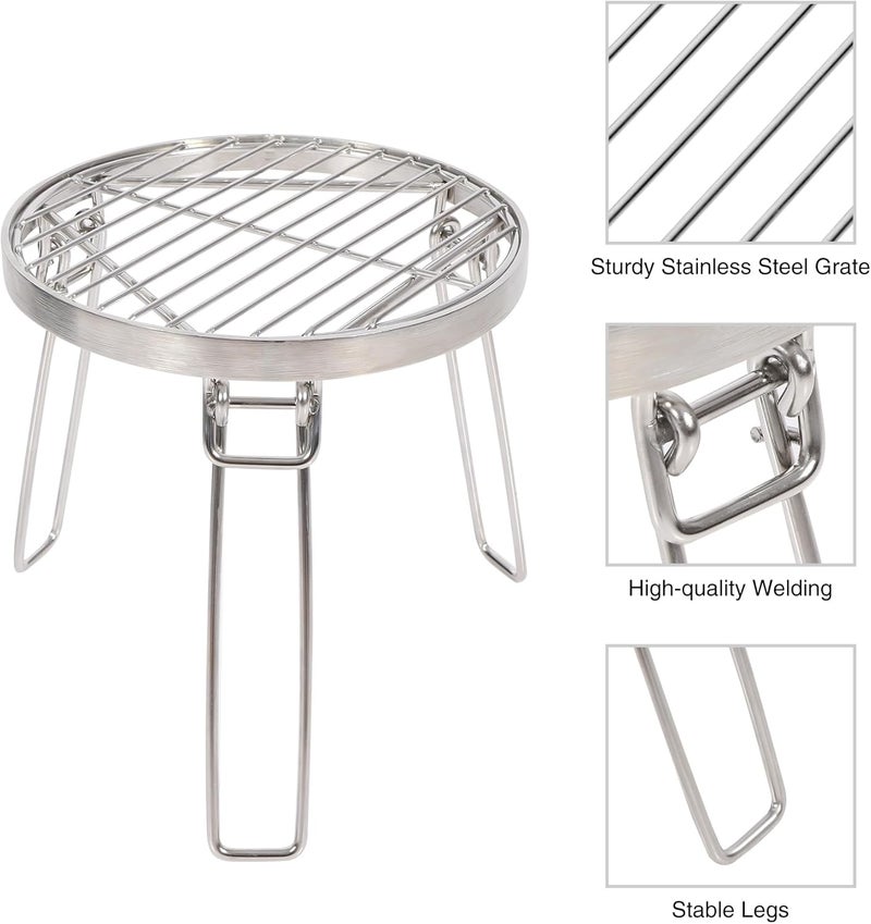 Lineslife Folding Campfire Tripod for Cooking, Portable Camping Tripod Stand with Grill Grate for Solo Stove Bonfire Fire Pit, Dutch Oven, Open Fire, Stainless Steel - Image 3